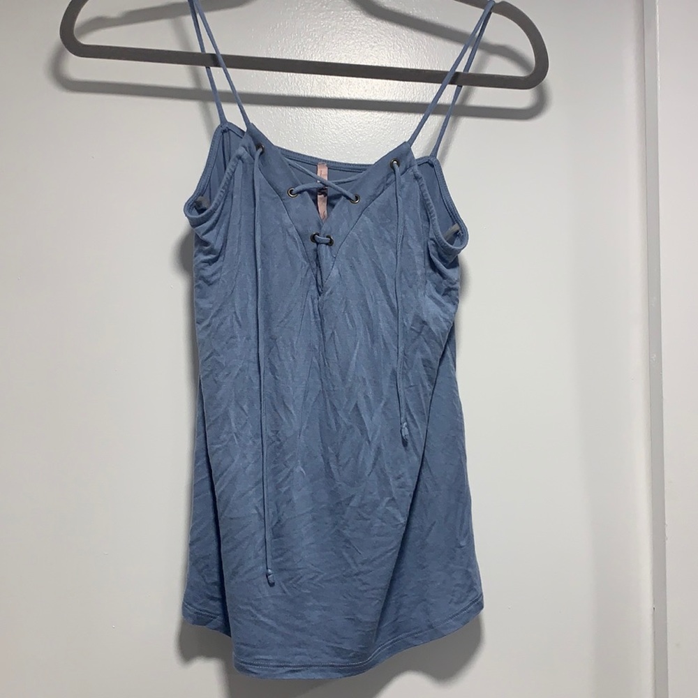 Soft powder blue lace up top